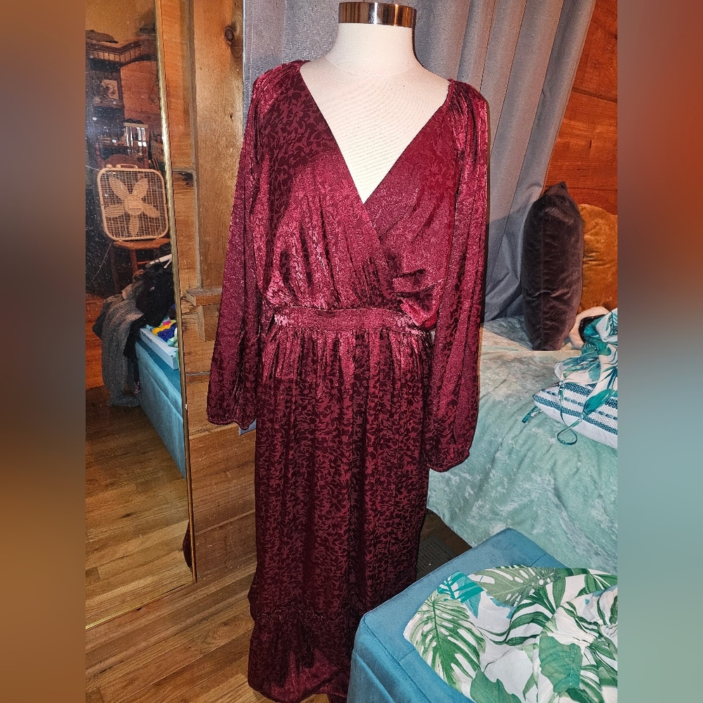 Express Burgundy Floral Pattern Dress